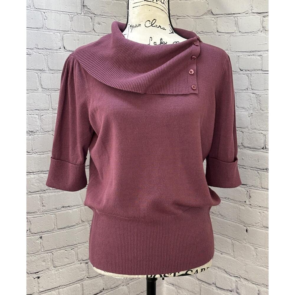 Roz & Ali Women’s Purple Split Cowl Neck Sweater (Size L)